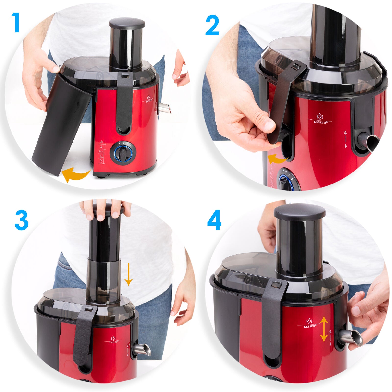 KESSER® 1100W Stainless Steel Fruit Juicer - Powerful 85mm Juice Press for Freshly Squeezed Goodness