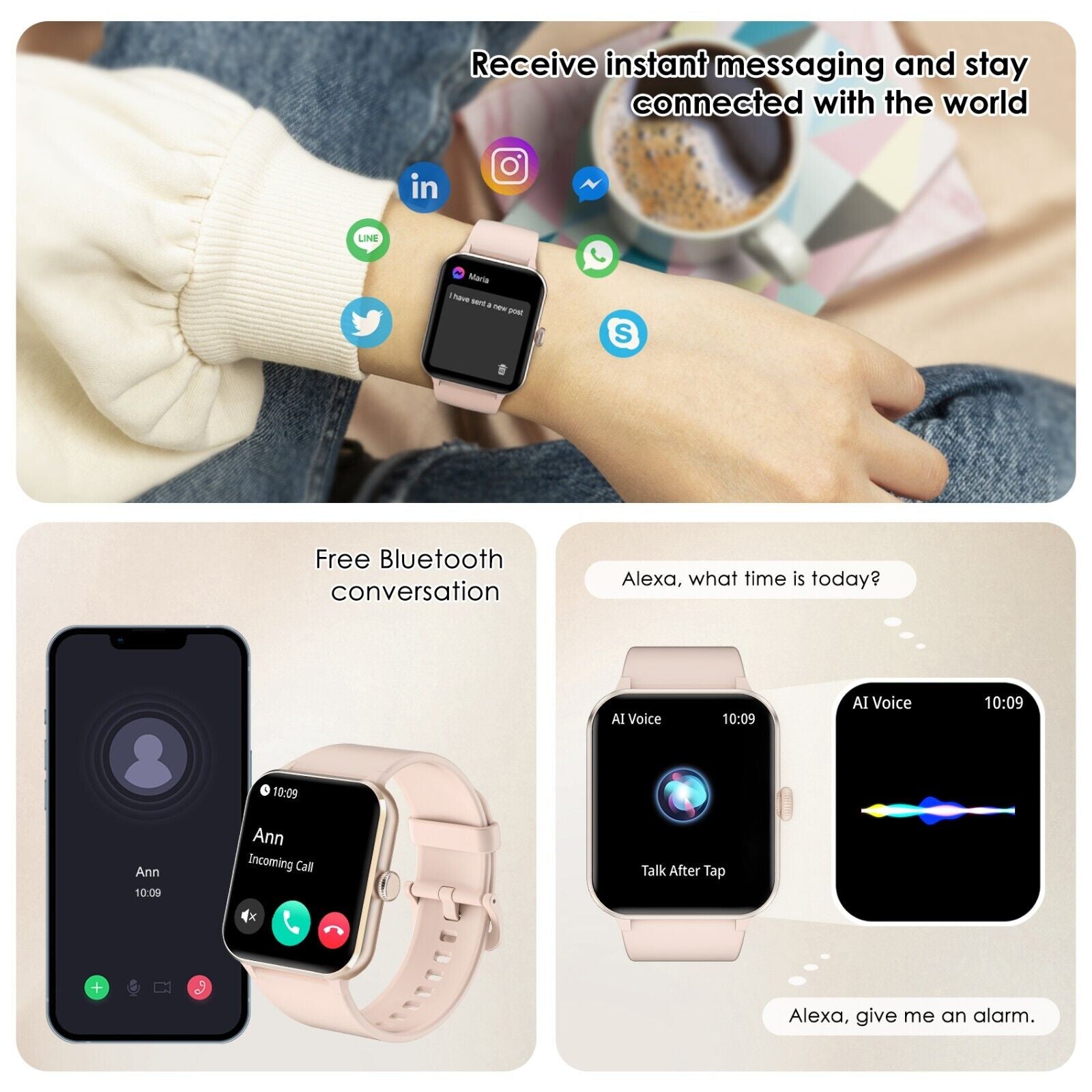 Smart Blackview Smartwatch for Men & Women - Bluetooth Calls & Fitness Tracker for Android