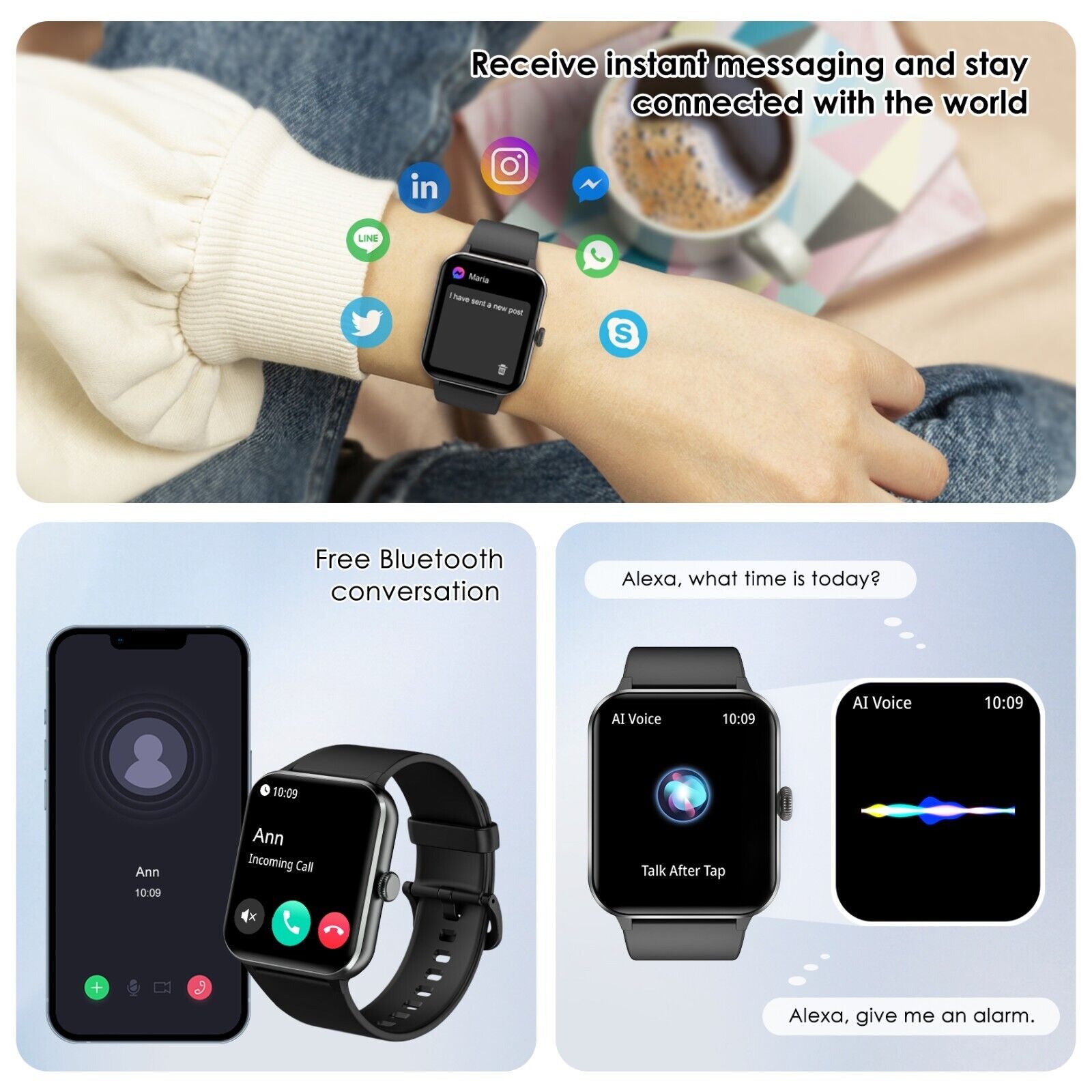 Smart Blackview Smartwatch for Men & Women - Bluetooth Calls & Fitness Tracker for Android
