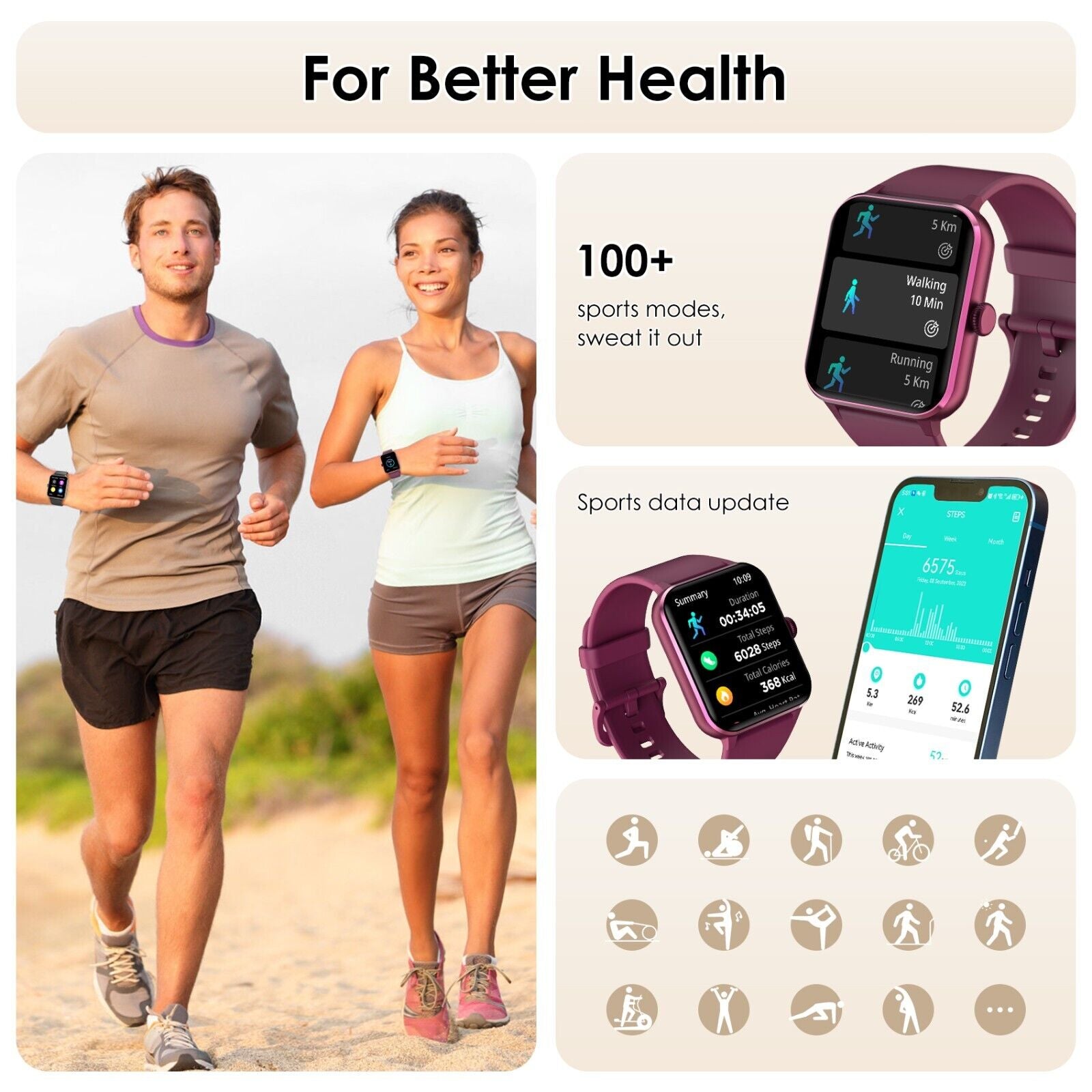 Smart Blackview Smartwatch for Men & Women - Bluetooth Calls & Fitness Tracker for Android