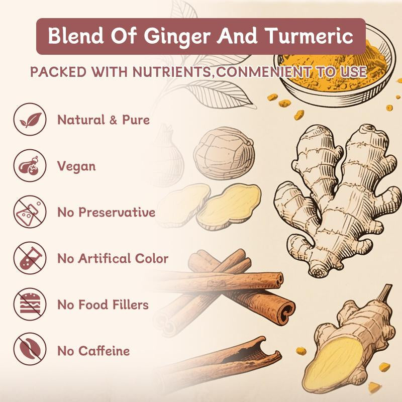 Turmeric Tea Herbal Anti-Inflammatory Tea, 100% Natural, Eco-Friendly Tea Bags. Contains Turmeric, Ginger, and Cinnamon. Biodegradable Tea Bags. Sugar-Free, Caffeine-Free, Gluten-Free, Vegan Healthy Beverage. Good Herbal Remedy