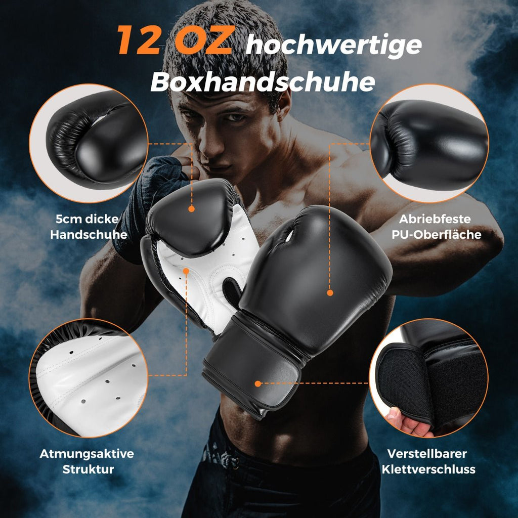 Hochwertiger 4-in-1 Boxsack für Erwachsene mit 12oz Boxhandschuhen – Hängendes Modell