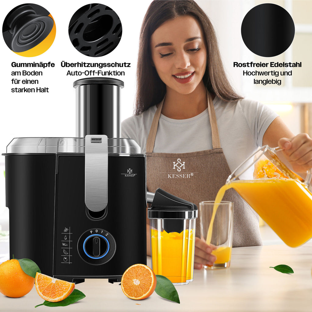 KESSER® 1100W Stainless Steel Fruit Juicer - Powerful 85mm Juice Press for Freshly Squeezed Goodness