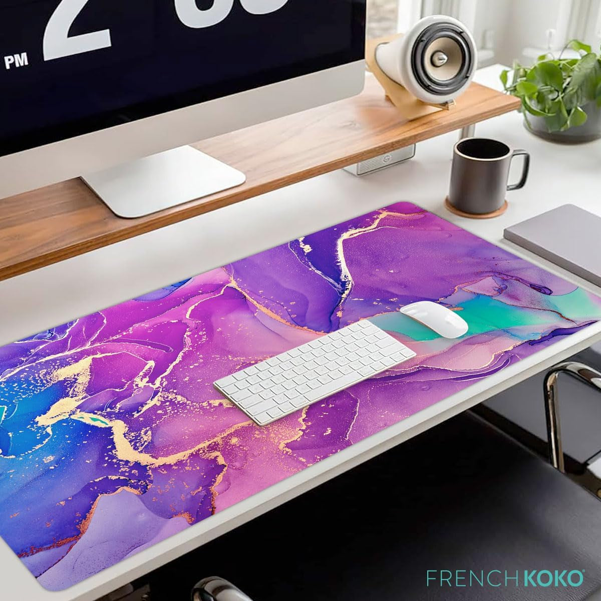 Stylish  Large Desk Protector Mat, 78.7 x 38.1 cm, Cute Marble Lous Lilac Design - Perfect for Laptop, Office, and Writing!