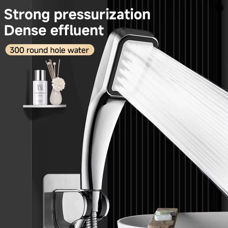 Revamp Your Shower Experience: 300 Holes Pressurized Rainfall Showerhead - Water-Saving Handheld Square Design
