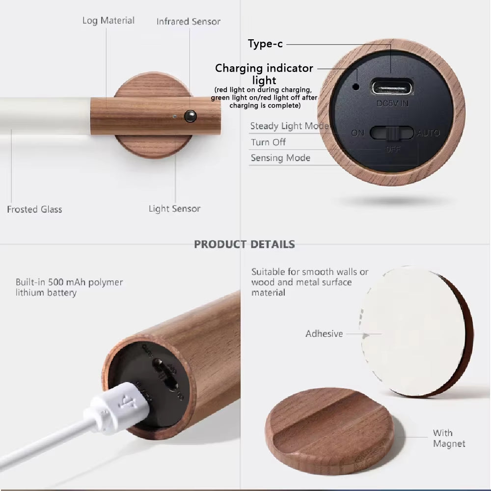 Versatile LED USB Magnetic Night Light for Home - Perfect for Kitchen, Cabinets, Closets, Staircases & Bedrooms