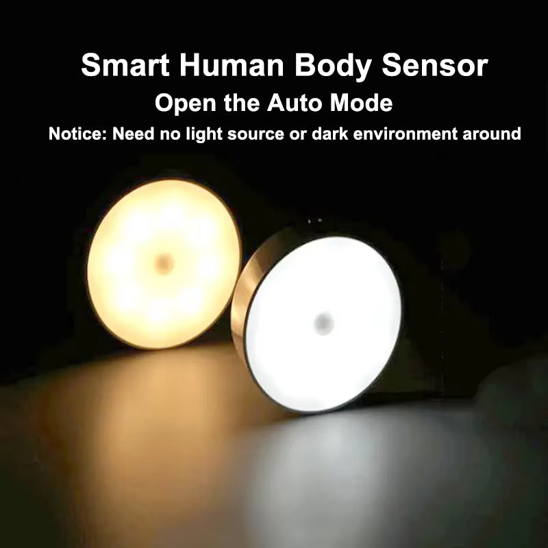 Smart LED Night Lamp with Body Sensor - USB Rechargeable, Wireless & Magnetic Suction for Emergency Lighting