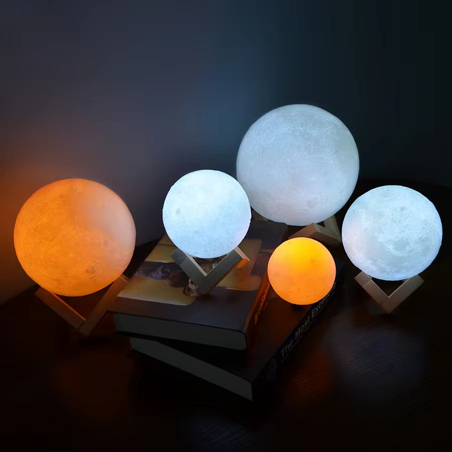 Rechargeable 3D Moon Lamp - Touch Switch LED Night Light for Bedroom Decor & Unique Birthday Gift