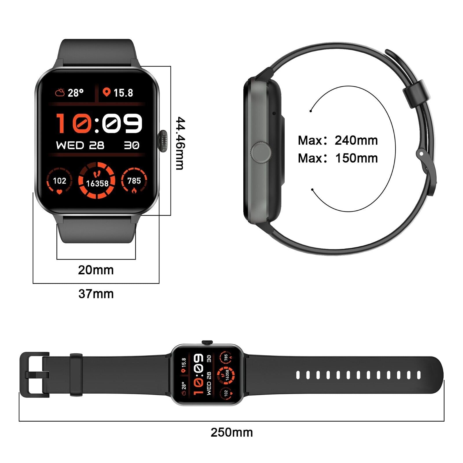 Smart Blackview Smartwatch for Men & Women - Bluetooth Calls & Fitness Tracker for Android