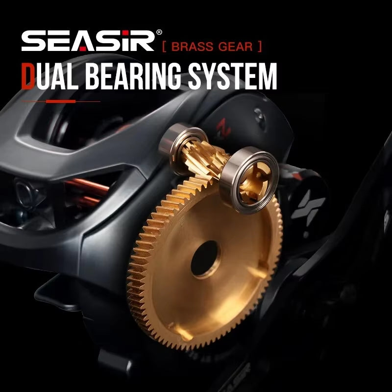 SEASIR Cast X2 Baitcasting Reel with 7.3:1 Gear Ratio, Hybrid Ceramic Bearings, Carbon Fiber Washers, and Dual Bearing System N52 Brake