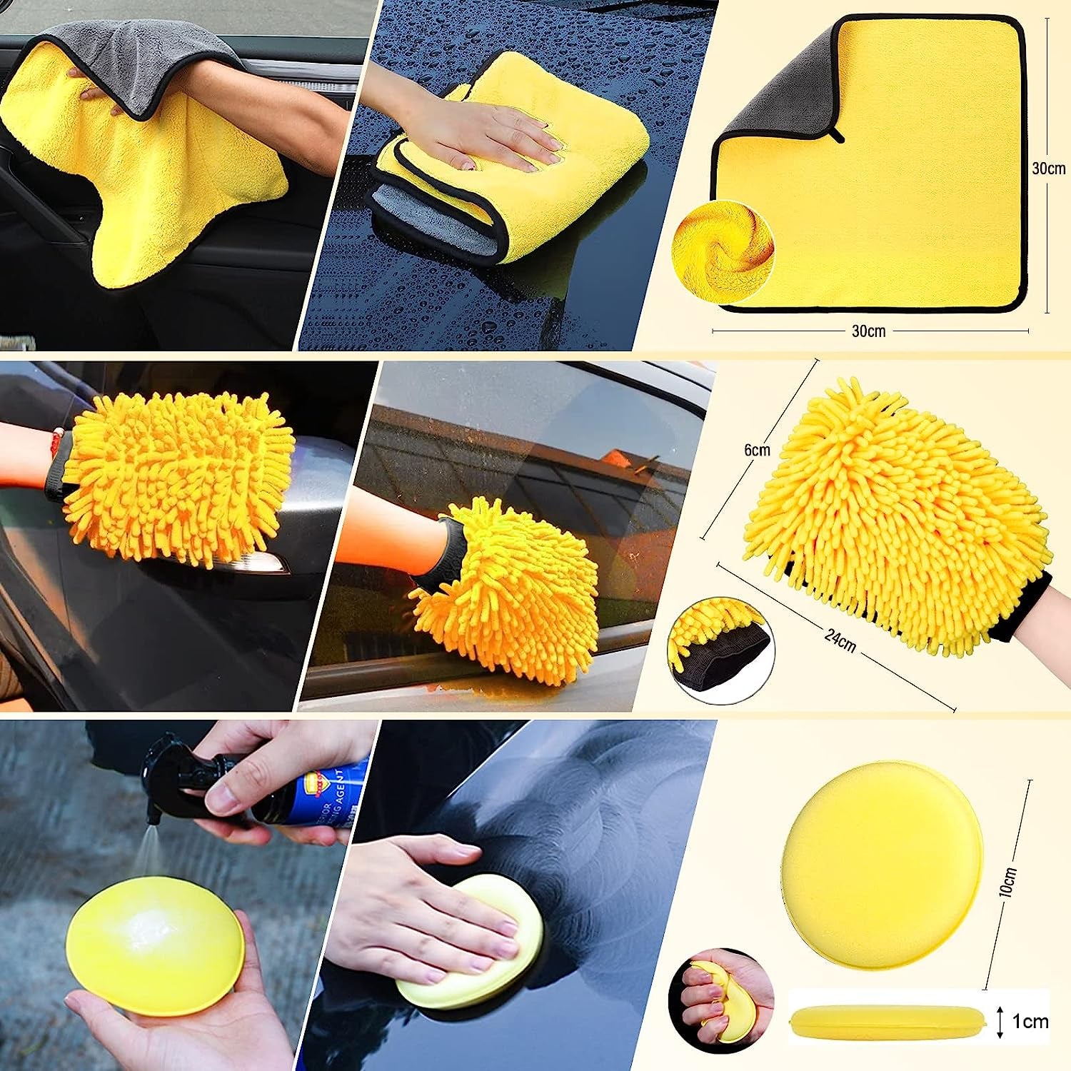 AOKITO 20-Piece Auto Cleaning Kit - Complete Car Care Set for Interior & Exterior with Brushes, Polishing Sponges, Cleaning Gel & Convenient Carrying Case