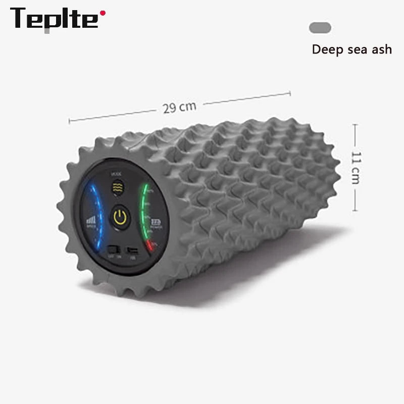 Deep Tissue Vibration Foam Roller - 4 Speed Rechargeable Electric Massage for Home Gym & Yoga
