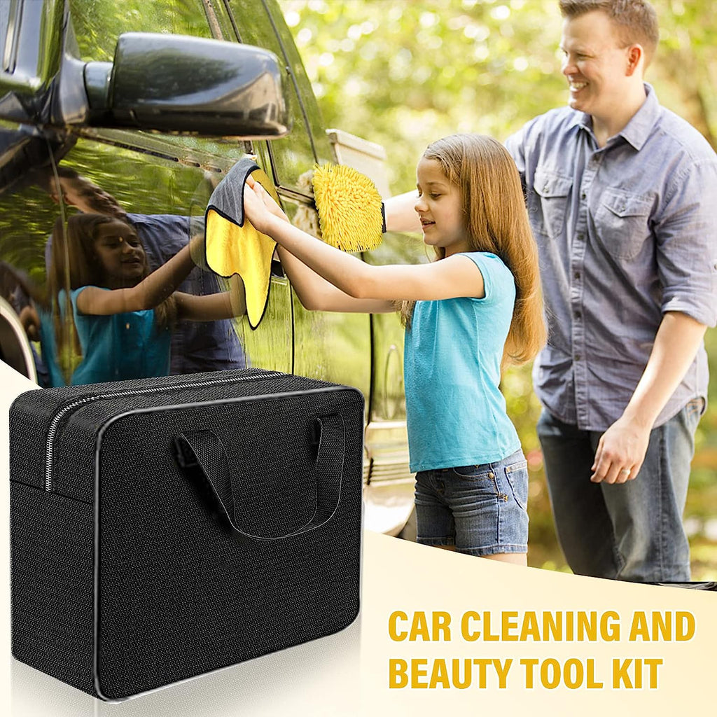 AOKITO 20-Piece Auto Cleaning Kit - Complete Car Care Set for Interior & Exterior with Brushes, Polishing Sponges, Cleaning Gel & Convenient Carrying Case