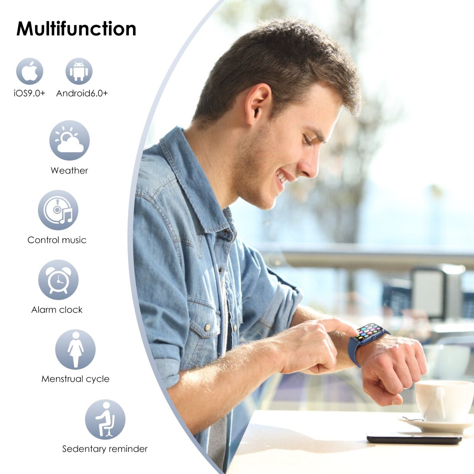 Smart Blackview Smartwatch for Men & Women - Bluetooth Calls & Fitness Tracker for Android