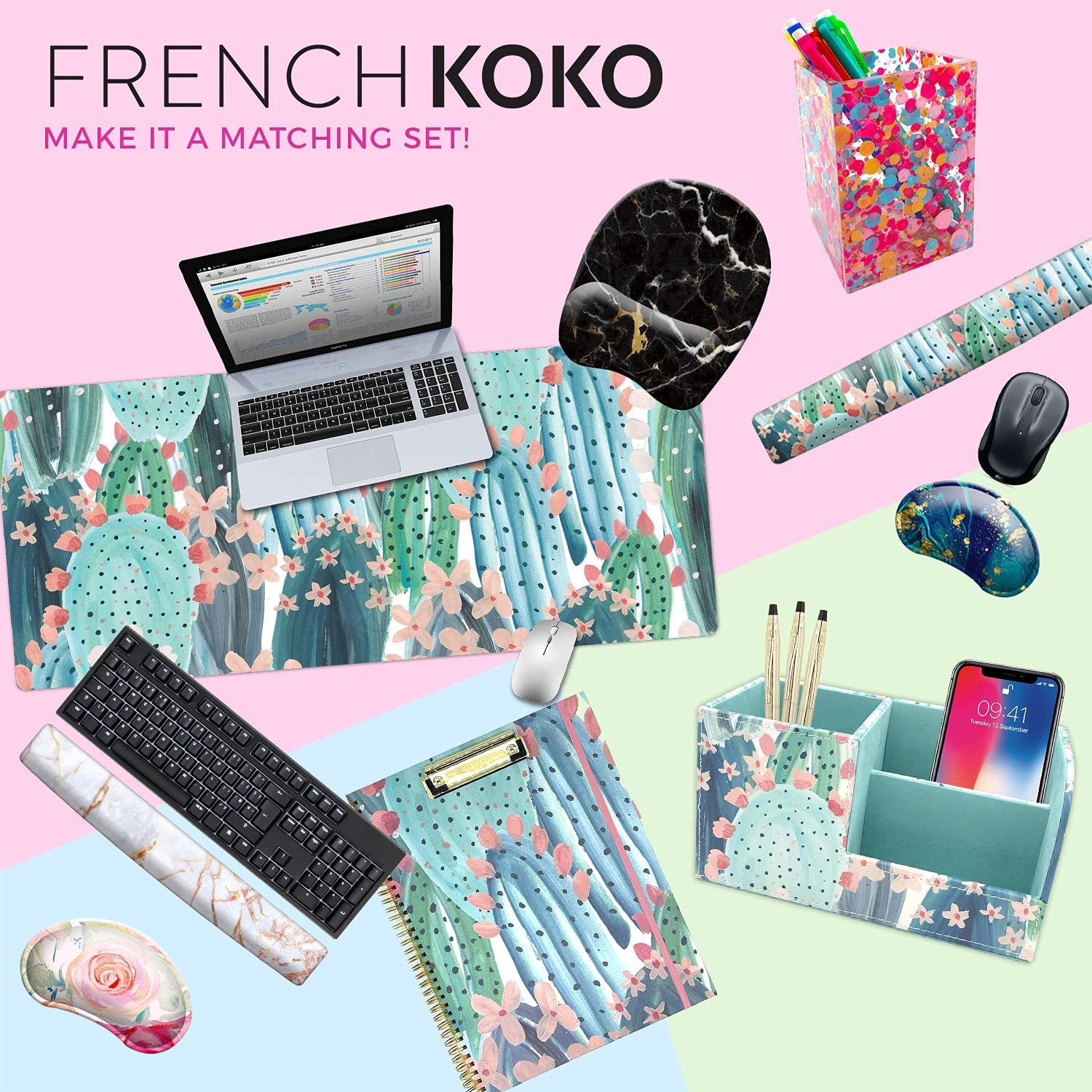 Stylish  Large Desk Protector Mat, 78.7 x 38.1 cm, Cute Marble Lous Lilac Design - Perfect for Laptop, Office, and Writing!