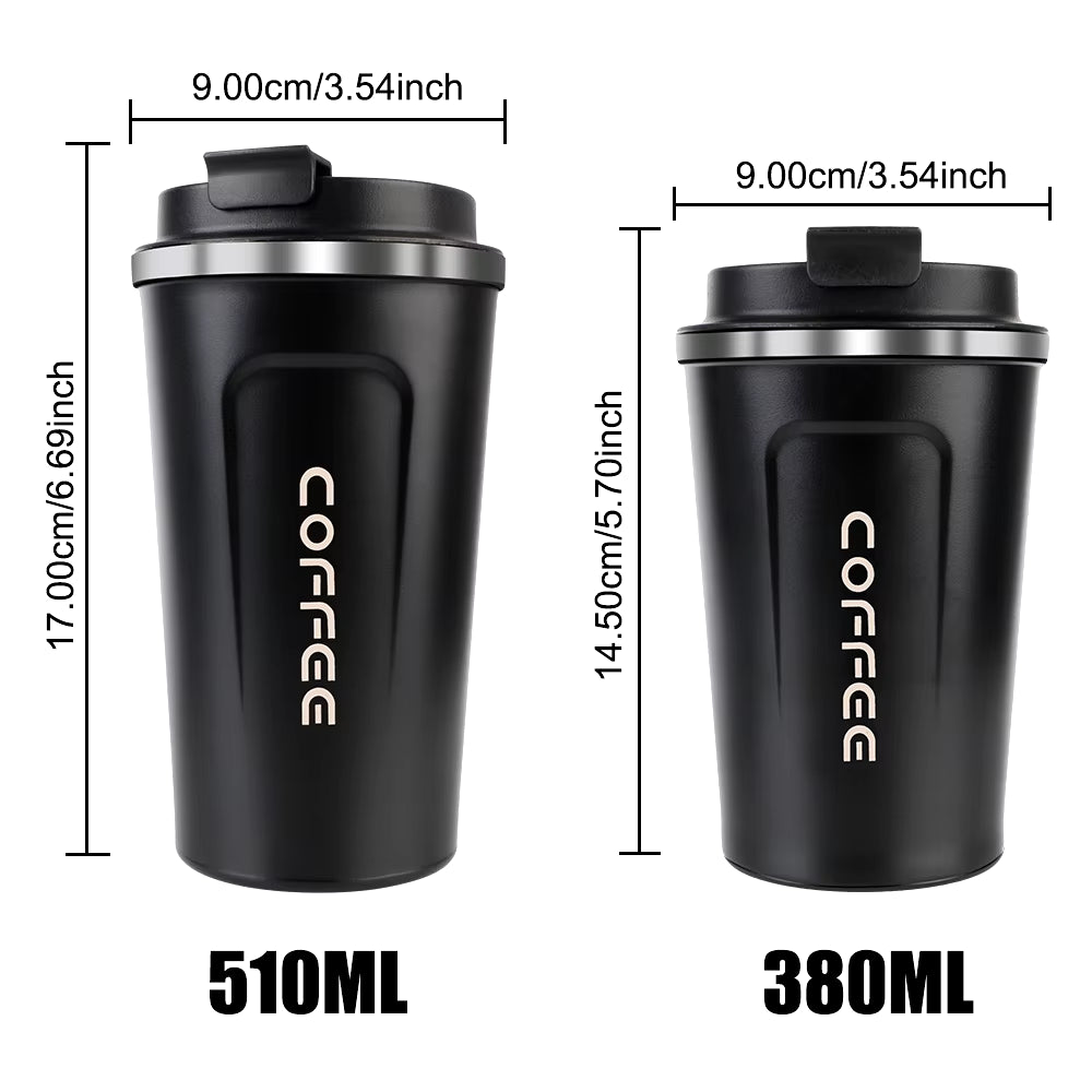 Thermo Cafe Car Thermos Mug for Tea Water Coffee Leak_Proof Travel Thermo Cup Coffee Mug 380/510ML Double Stainless Steel