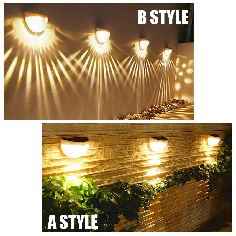 Solar LED Outdoor Wall Lights with Motion Sensor - Waterproof Semicircle Garden and Fence Decorative Lamps