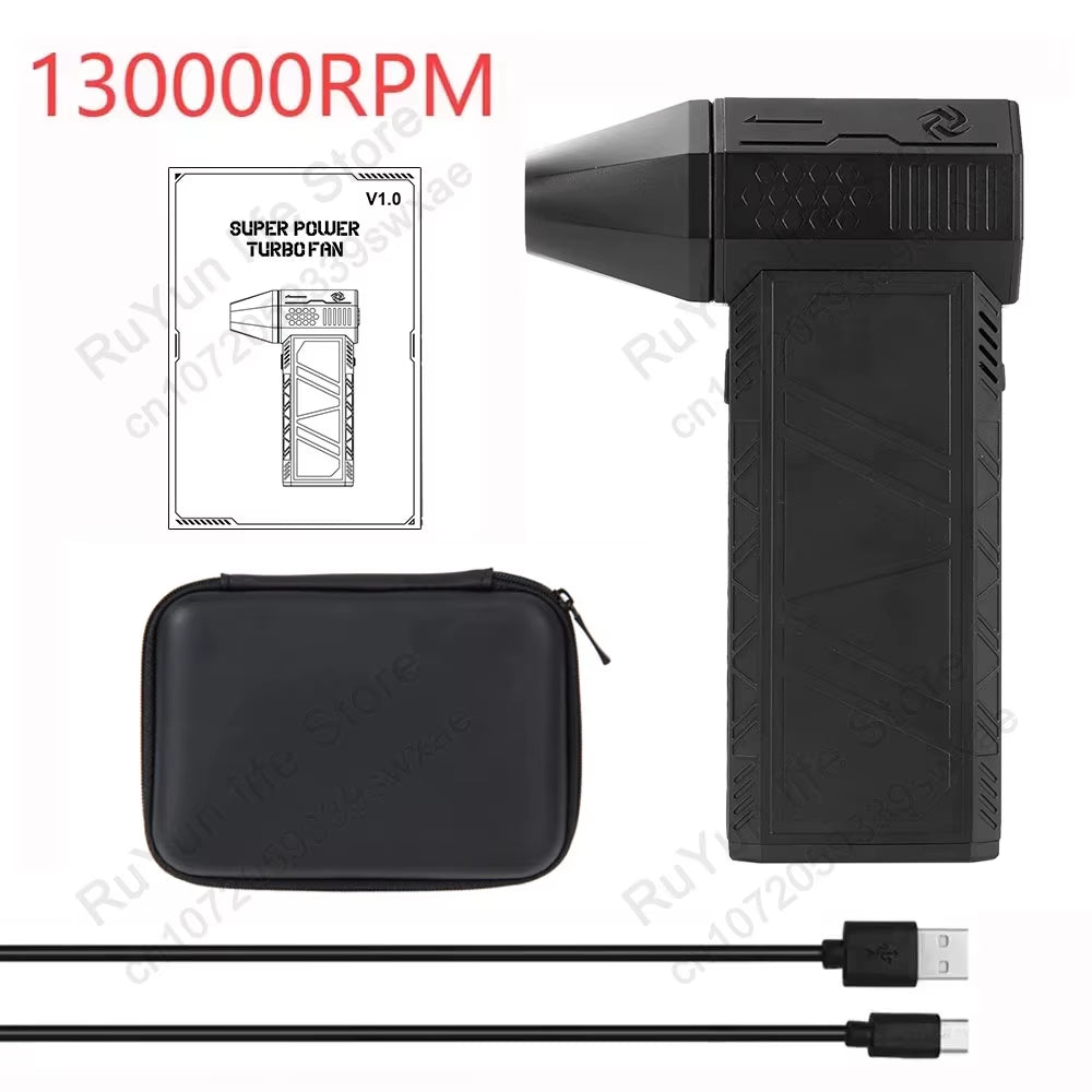 Mini Turbo Jet Fan Electric Air Duster - High-Speed 130,000 RPM with Adjustable 1&3 Gear Speeds - Perfect for Car and Computer Cleaning