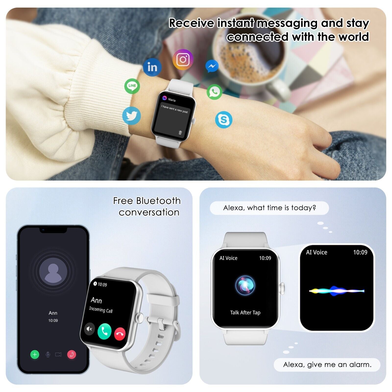 Smart Blackview Smartwatch for Men & Women - Bluetooth Calls & Fitness Tracker for Android