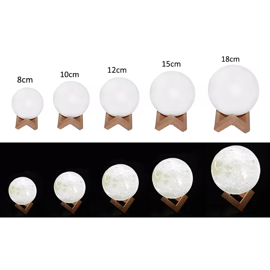 Rechargeable 3D Moon Lamp - Touch Switch LED Night Light for Bedroom Decor & Unique Birthday Gift