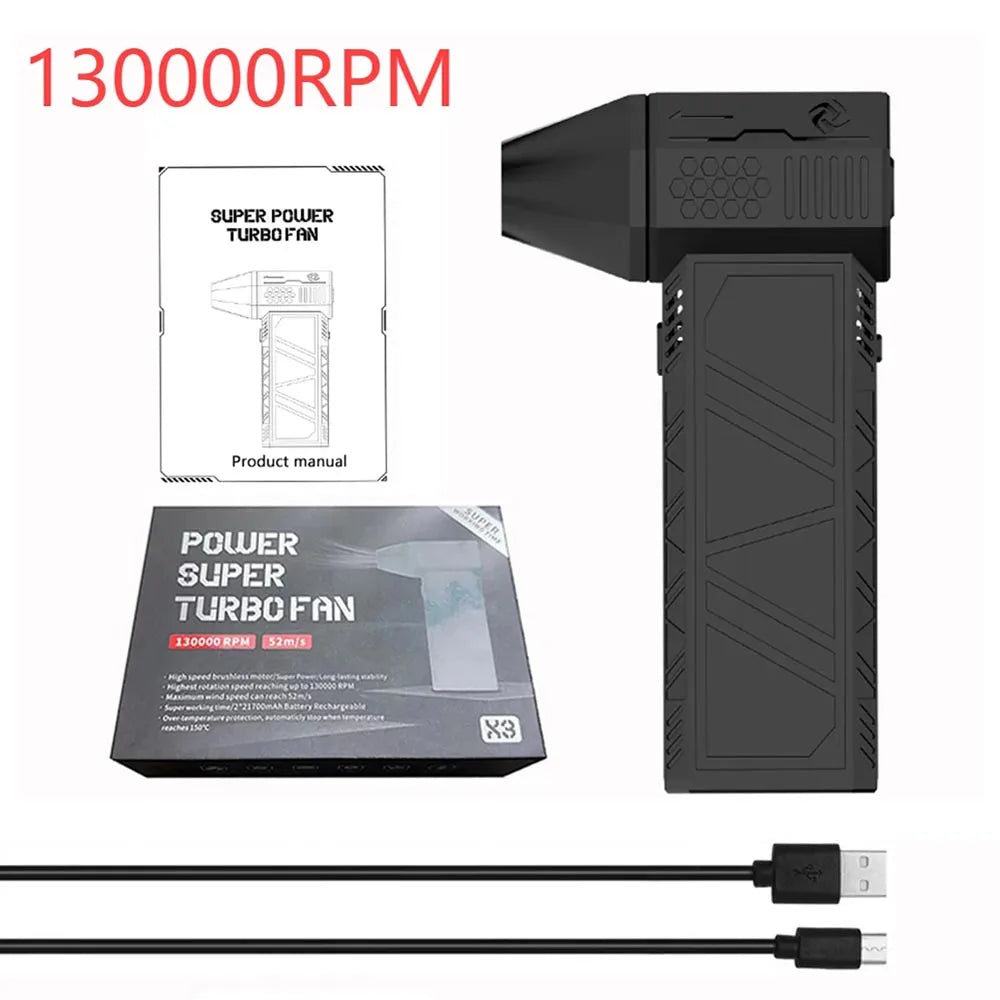 Mini Turbo Jet Fan Electric Air Duster - High-Speed 130,000 RPM with Adjustable 1&3 Gear Speeds - Perfect for Car and Computer Cleaning