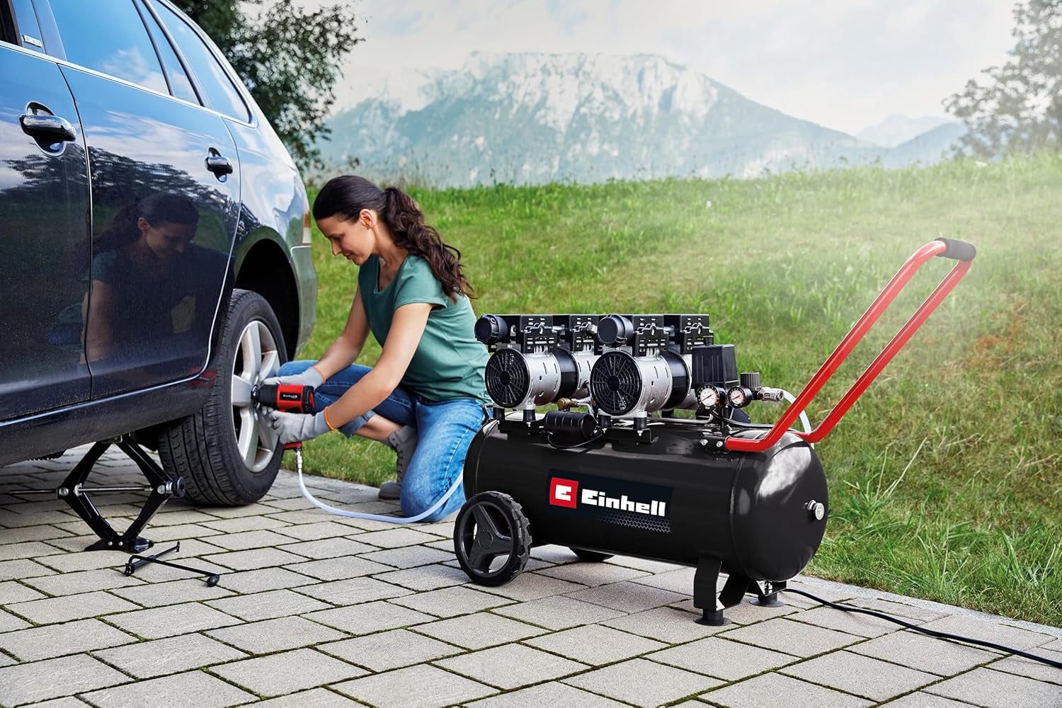 Einhell TE-AC 270/50 Silent Plus Air Compressor - 1500W, 8 Bar Max Pressure, 50L Tank, 270 L/min Flow, Oil-Free, Quiet Operation