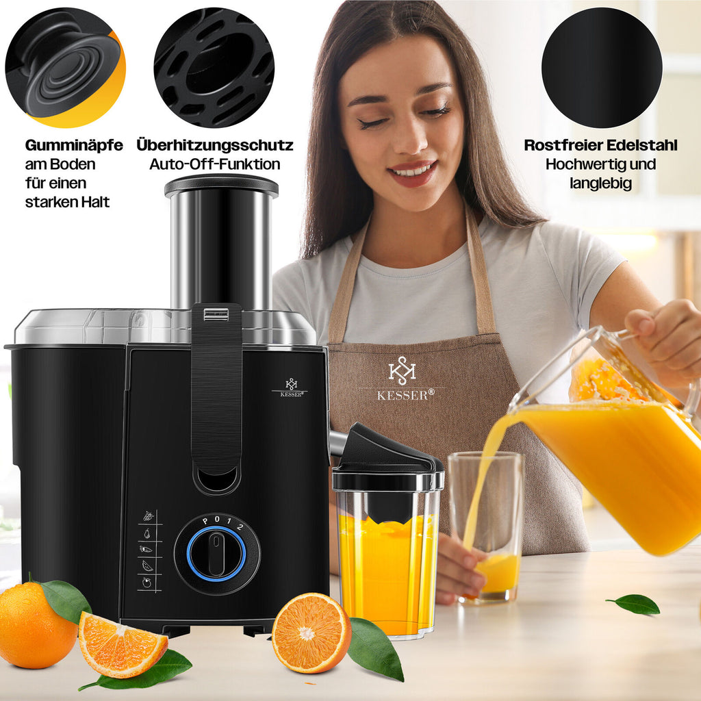 KESSER® 1100W Stainless Steel Fruit Juicer - Powerful 85mm Juice Press for Freshly Squeezed Goodness