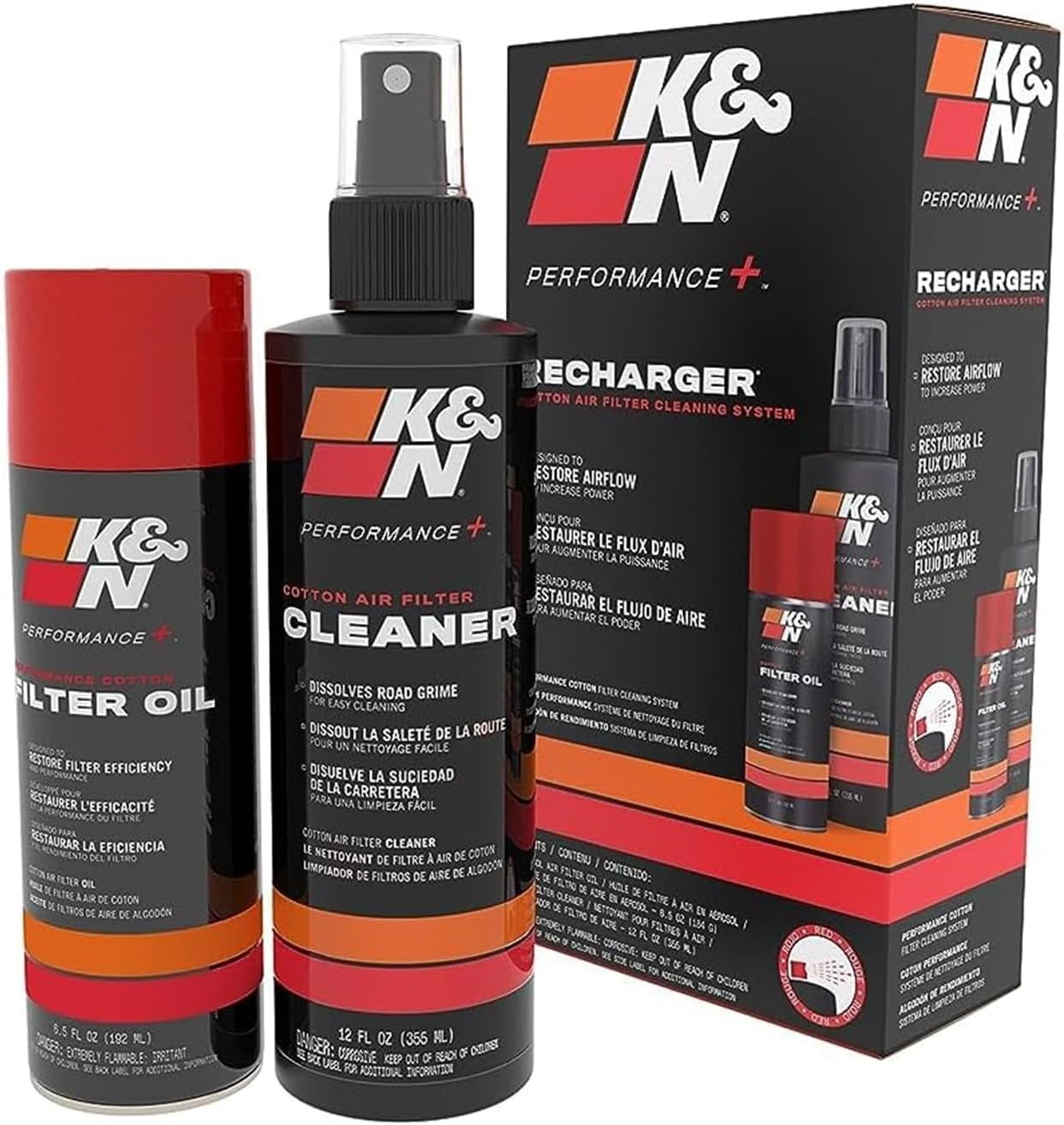 K&N Luftfilter Reinigungs-Kit – Öl & Reiniger für optimale Filterpflege, 99-5003 EU