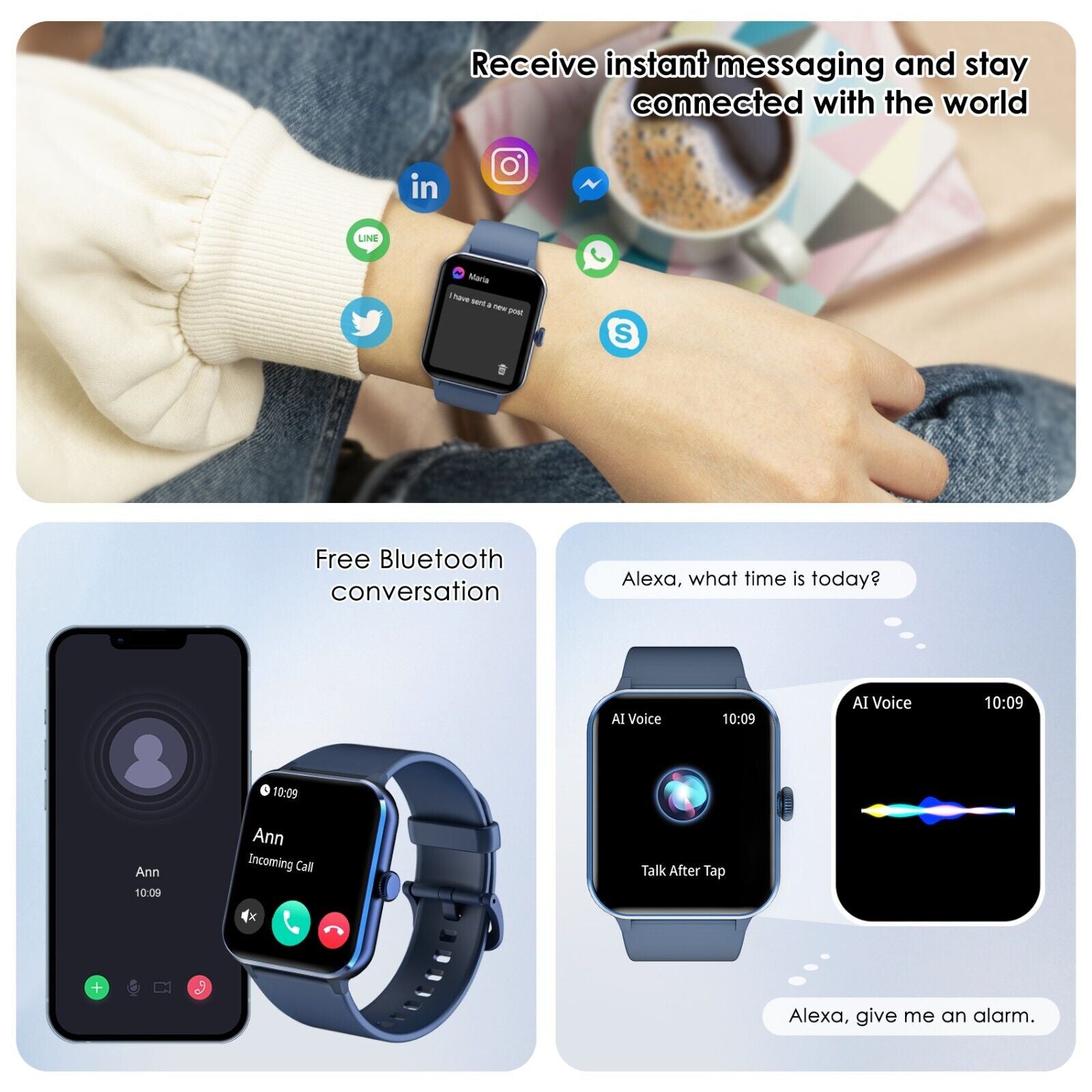 Smart Blackview Smartwatch for Men & Women - Bluetooth Calls & Fitness Tracker for Android