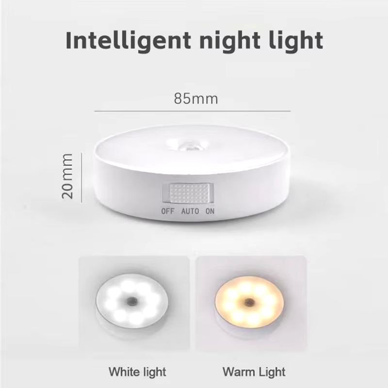 Smart LED Night Lamp with Body Sensor - USB Rechargeable, Wireless & Magnetic Suction for Emergency Lighting