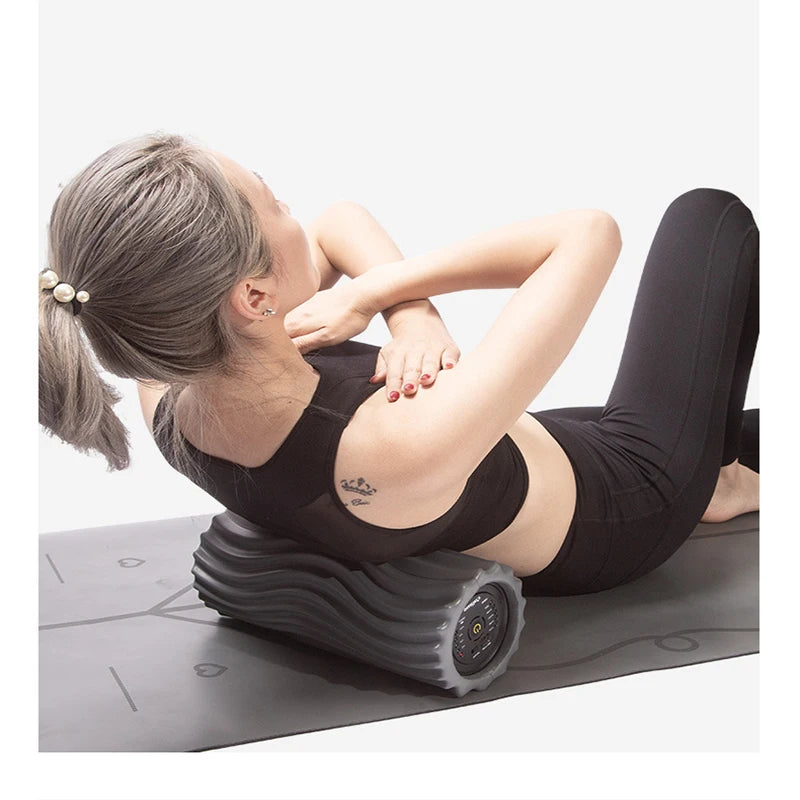 Deep Tissue Vibration Foam Roller - 4 Speed Rechargeable Electric Massage for Home Gym & Yoga